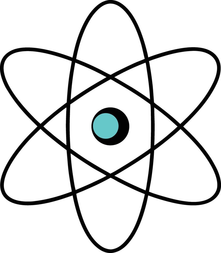 Stylized atomic structure icon black silhouette with transparent background vector