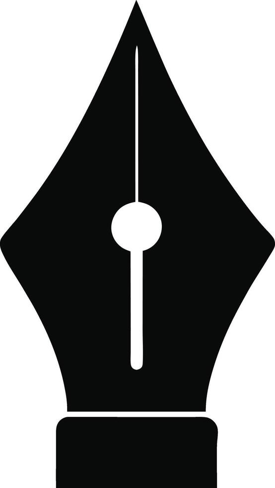 Black silhouette of a fountain pen nib high contrast design vector