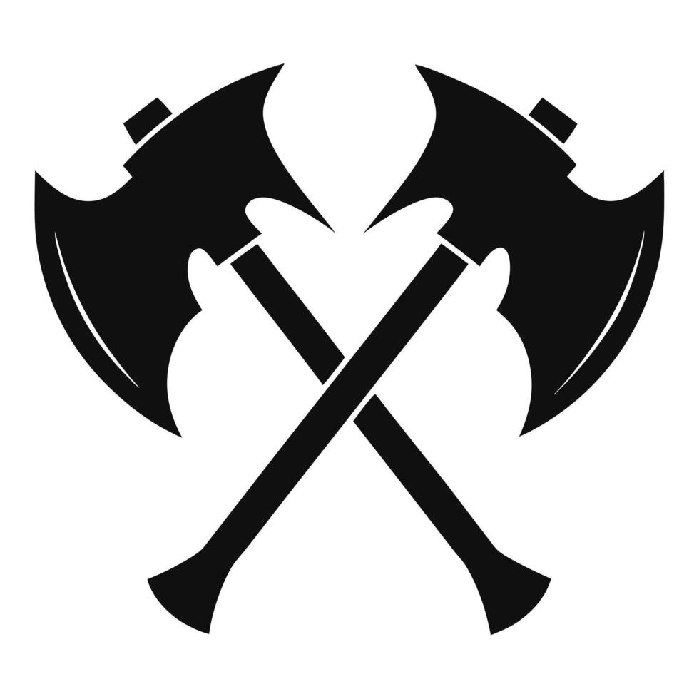 Crossed axes silhouette artwork depicting strength and symbolizing powerful impact vector