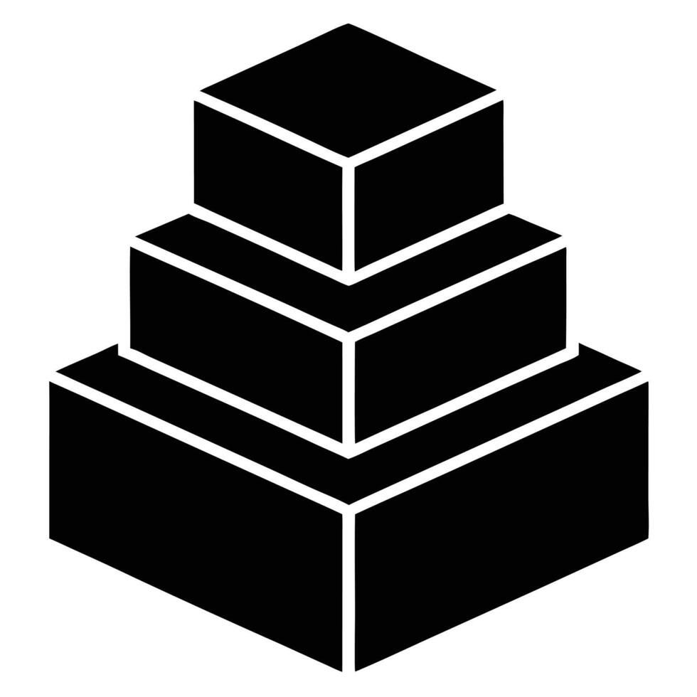 Geometric black and white stacked cube illustration representing structure and architecture vector
