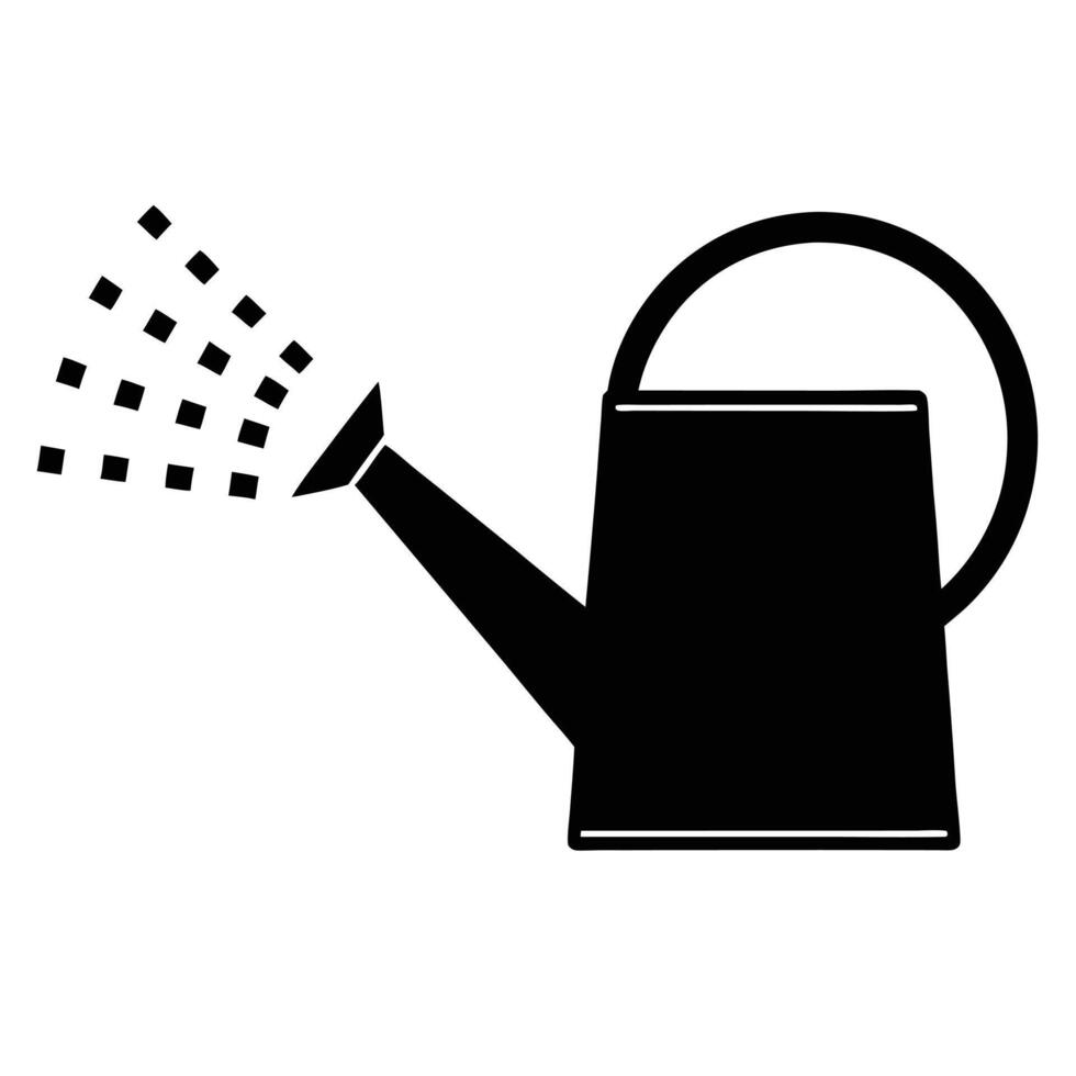 Black And White Watering Can Silhouette With Water Spray Icon Illustration vector