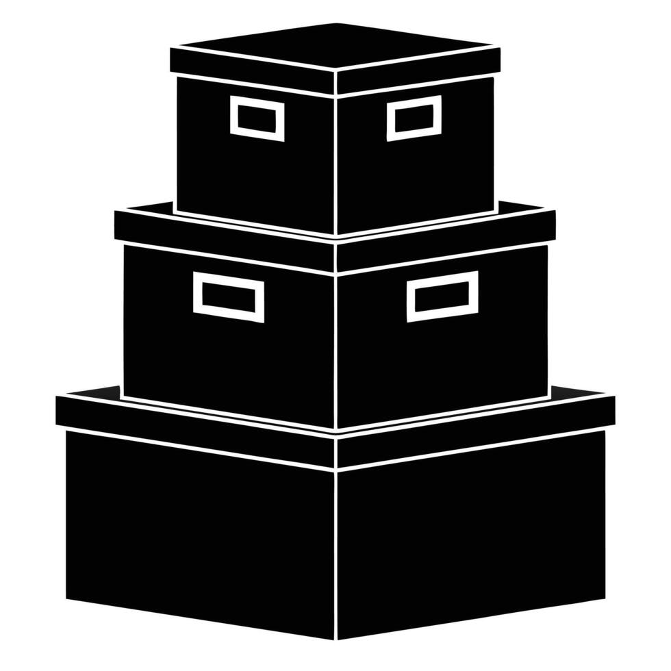 Stacked storage boxes silhouette illustration for logistics and organization concepts vector