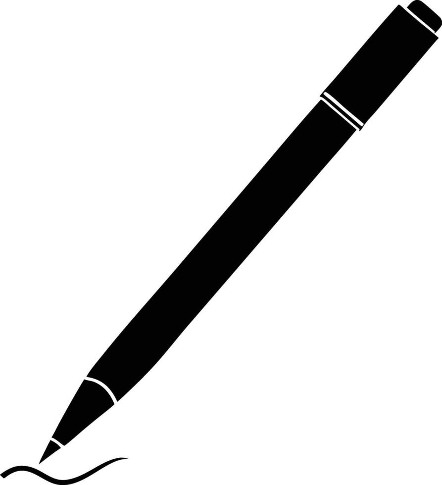 Minimalist black pen silhouette writing or drawing with white background vector