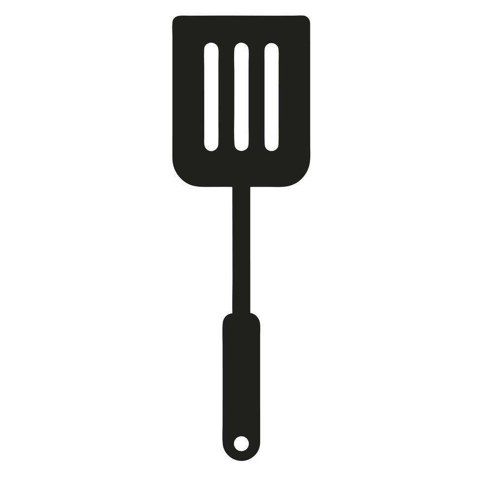 Black Spatula Icon Kitchen Utensil Cooking Tool Simple Silhouette Design vector