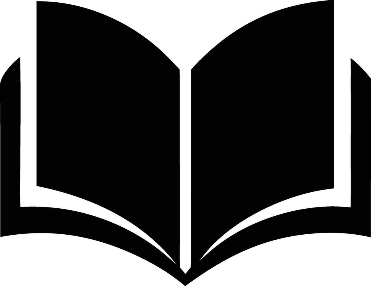 Minimalist black silhouette icon of an open book design element vector