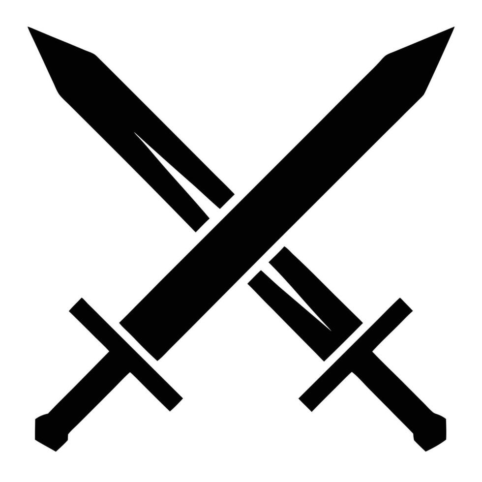 Two crossed swords symbolizing conflict war protection and combat. vector