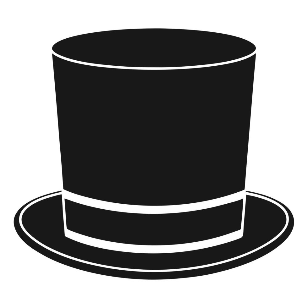 Black and white silhouette of a classic top hat isolated on a white background vector