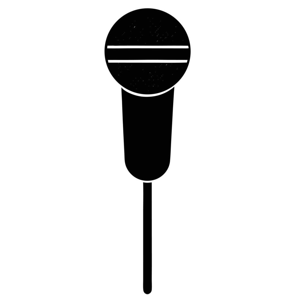 Simple black microphone silhouette design illustration isolated on white background vector