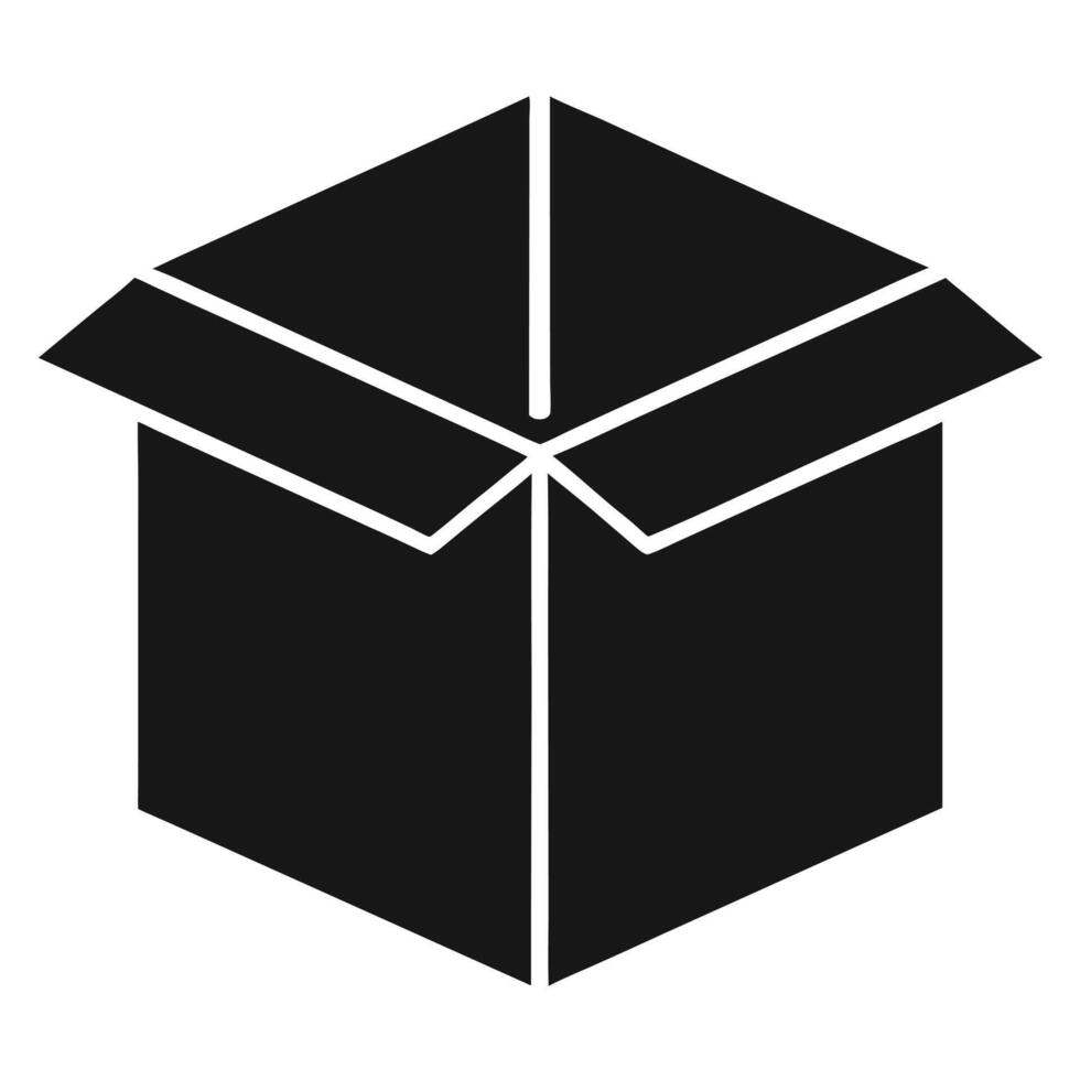 Open Cardboard Box Icon Simple Delivery Package Symbol Unpacking Graphic Illustration vector