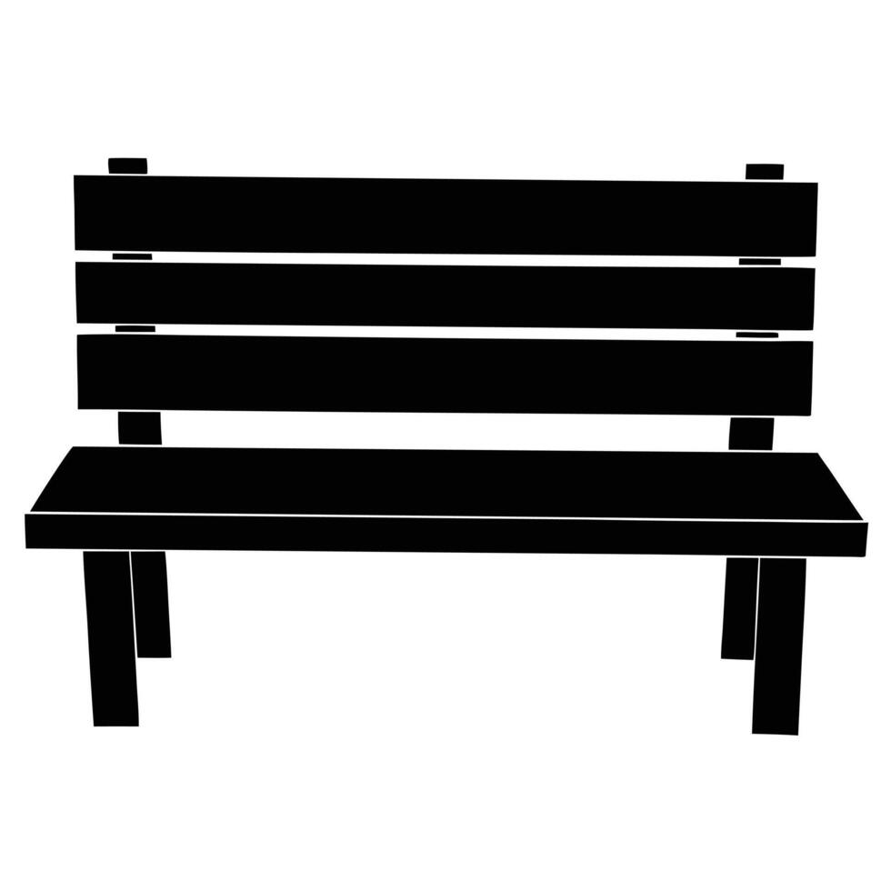 Simple Black Park Bench Silhouette Isolated On White Background For Graphic Design vector