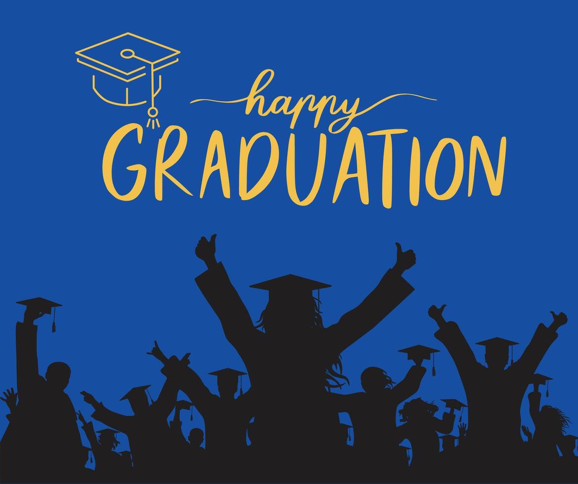Graduation party background with graduation hats and caps vector