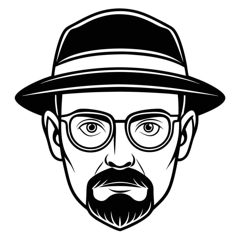 A man with glasses and a hat on his head vector