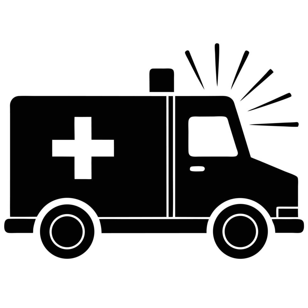 Ambulance Silhouette Emergency Vehicle Medical Assistance Healthcare Transportation Urgency Fast Aid vector
