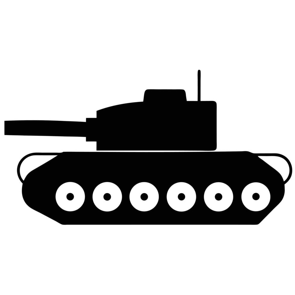 Military Tank Illustration Simple Design Black Silhouette War Vehicle vector