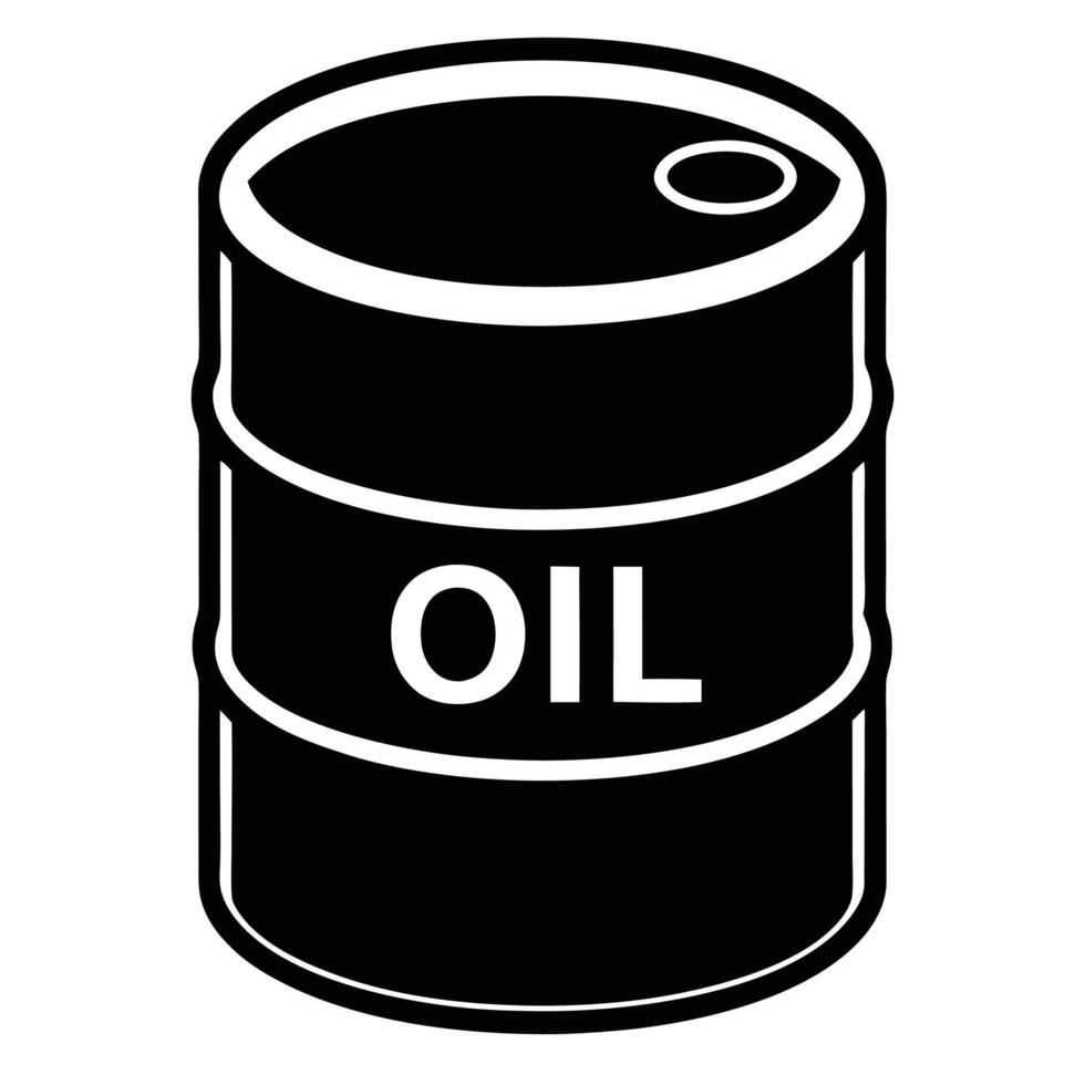 Simplified oil drum icon in a clean black and white design vector