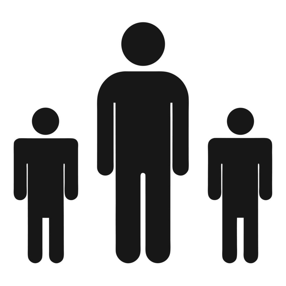 Simple pictogram of three figures representing a group and person concept vector