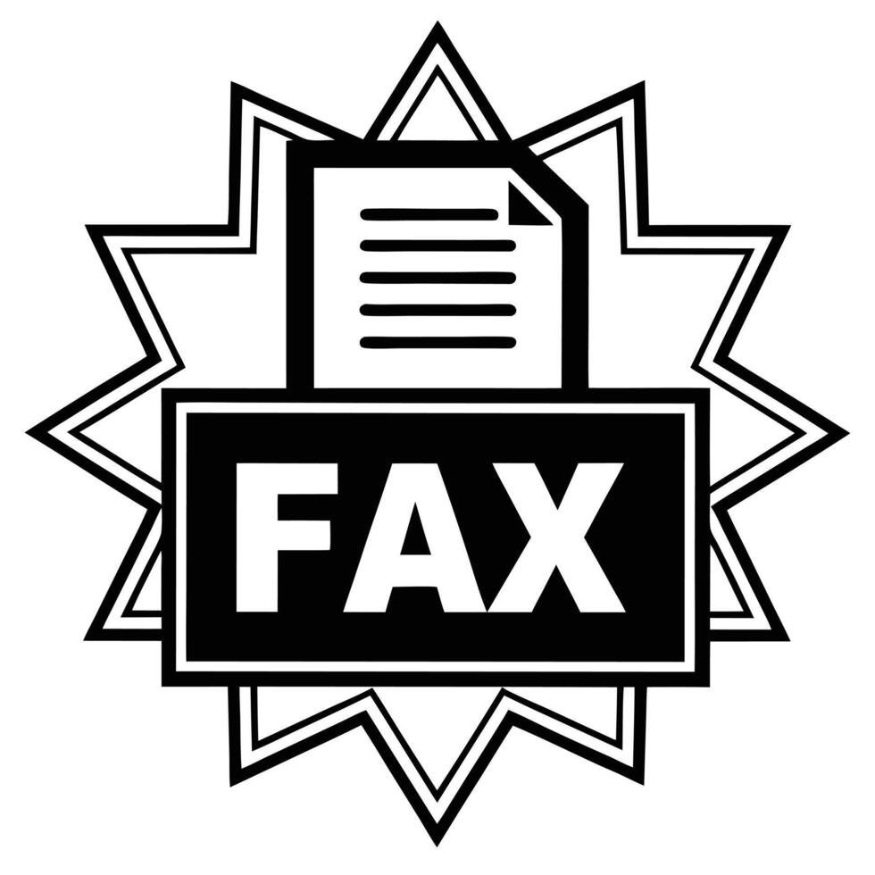 Fax Symbol With Document Icon And Starburst Background Black And White vector