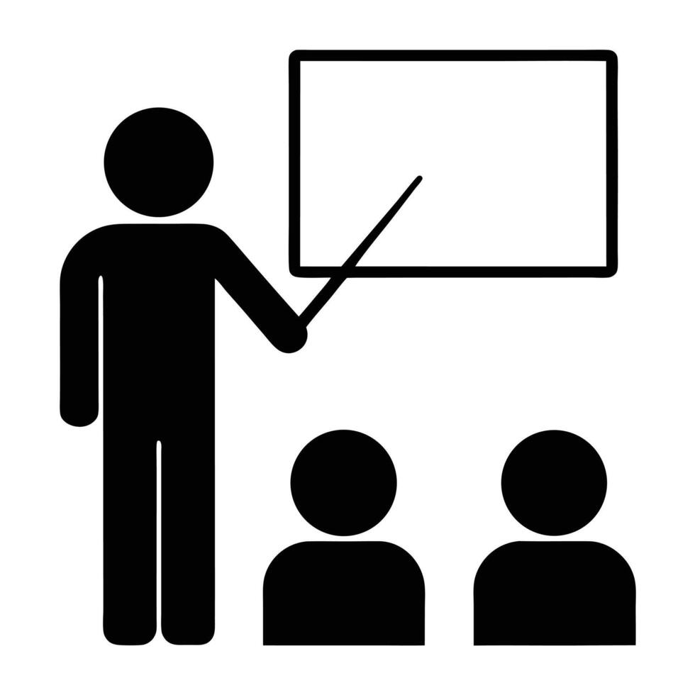 Teacher With Students Presenting Lesson On Board Illustration Graphic vector