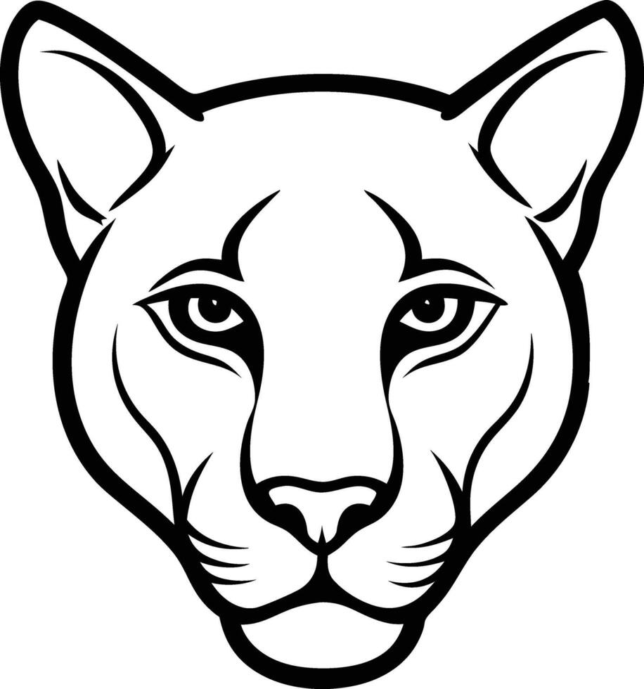 A black and white drawing of a panther head vector
