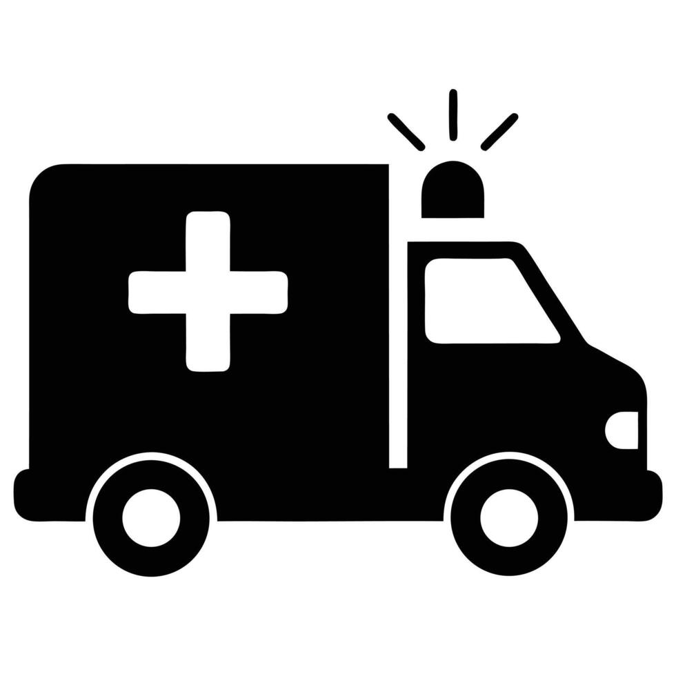 Ambulance Vehicle Black Silhouette Medical Transport Emergency Car Icon vector