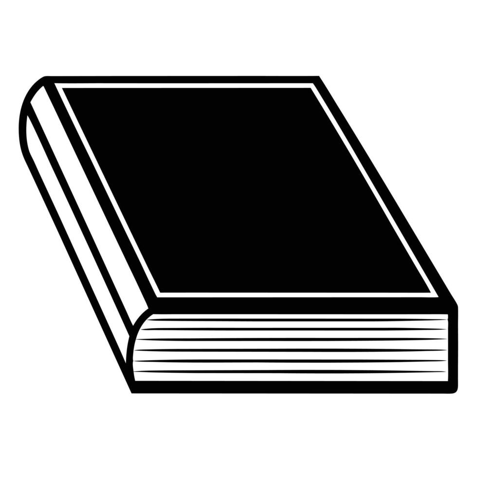 Simple black and white illustration of a closed book on white background vector