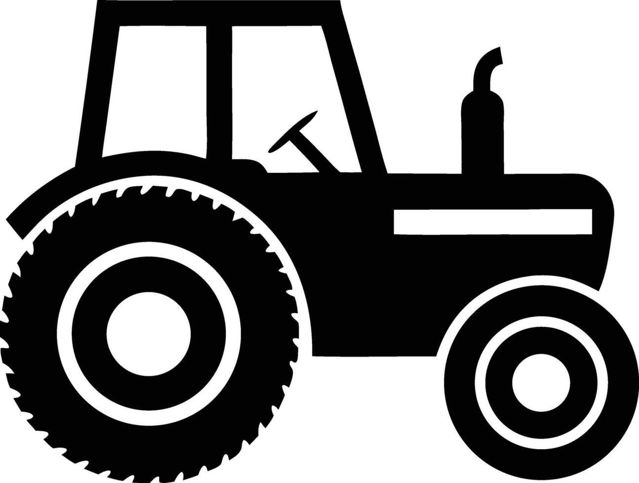 Black And White Tractor Illustration Agriculture Vehicle Farm Machinery Graphics Design vector