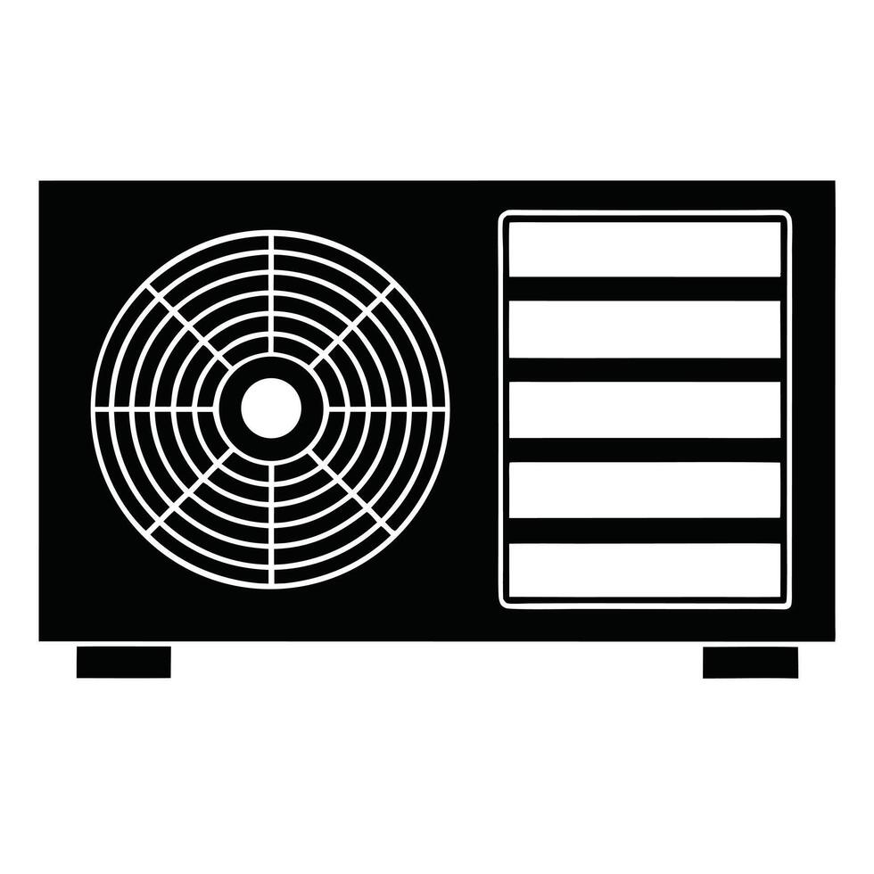 Simple black and white illustration of an air conditioning unit for residential use vector
