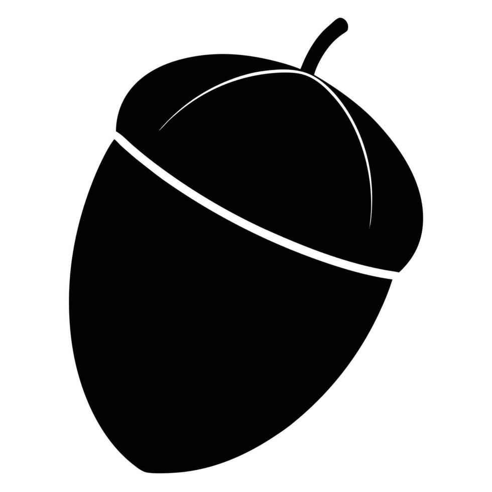 Black silhouette acorn illustration perfect for autumn and nature designs vector