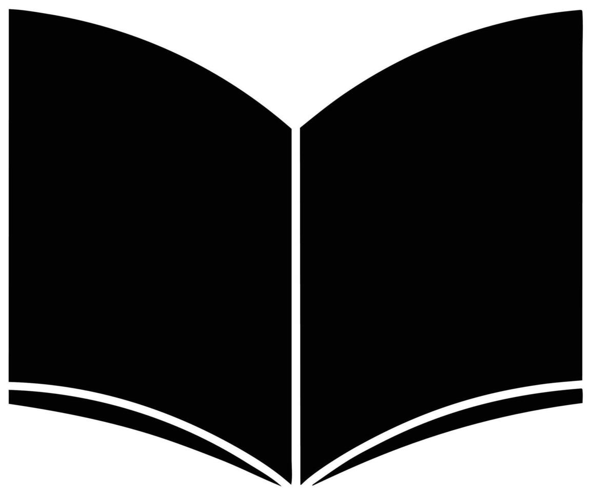 Minimalist silhouette icon depicting an open book for education and reading concepts vector
