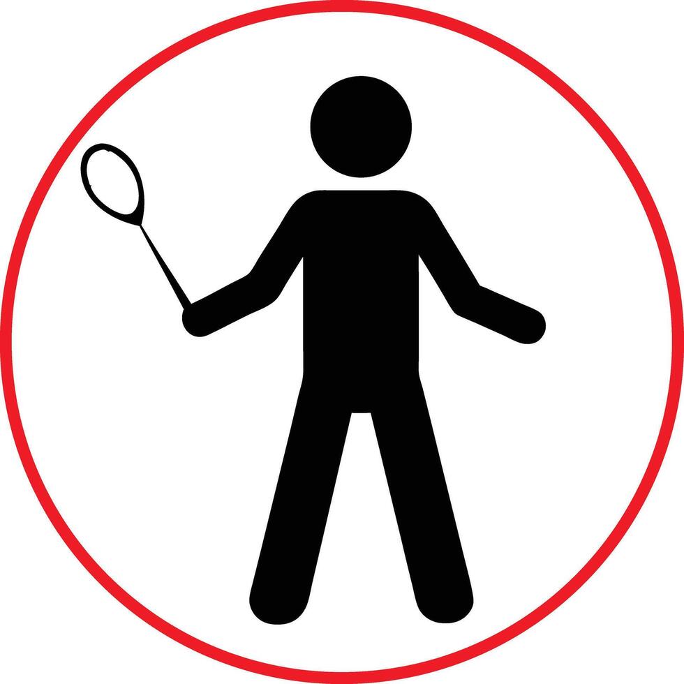 Badminton Player Icon Graphic In A Red Circle Emblem Design vector