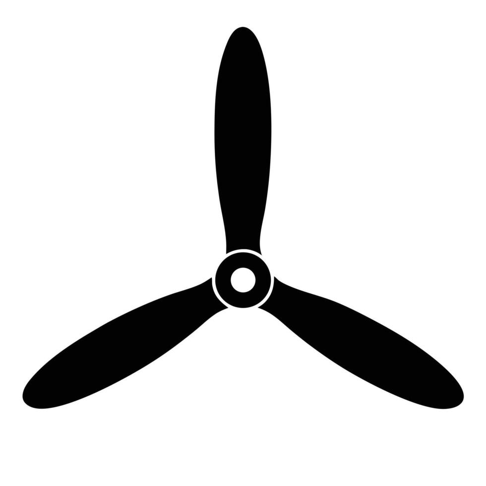 Simple black airplane propeller against white background illustration vector