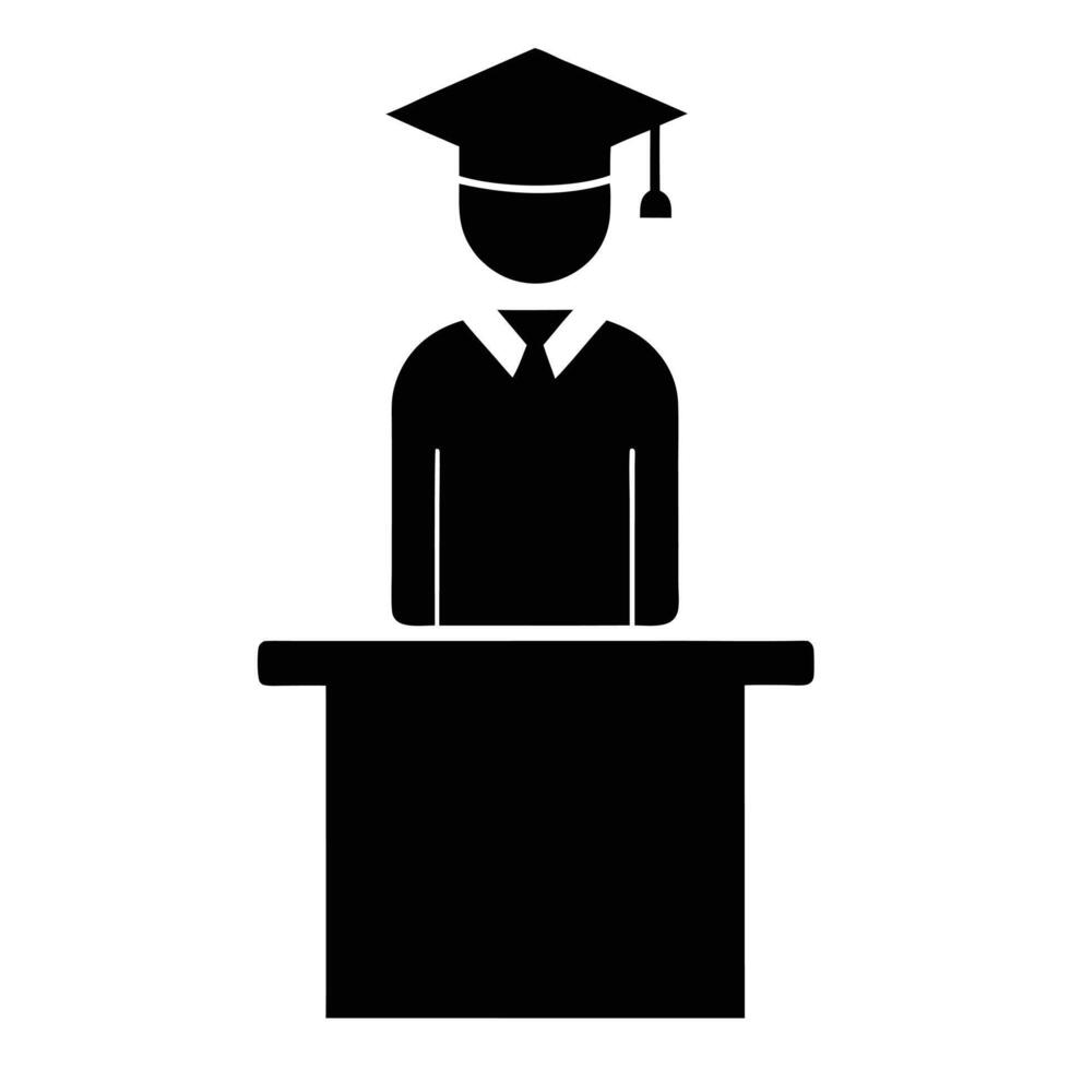 Graduation Ceremony Pictogram Graduate Student With Academic Dress And Graduation Cap Icon vector