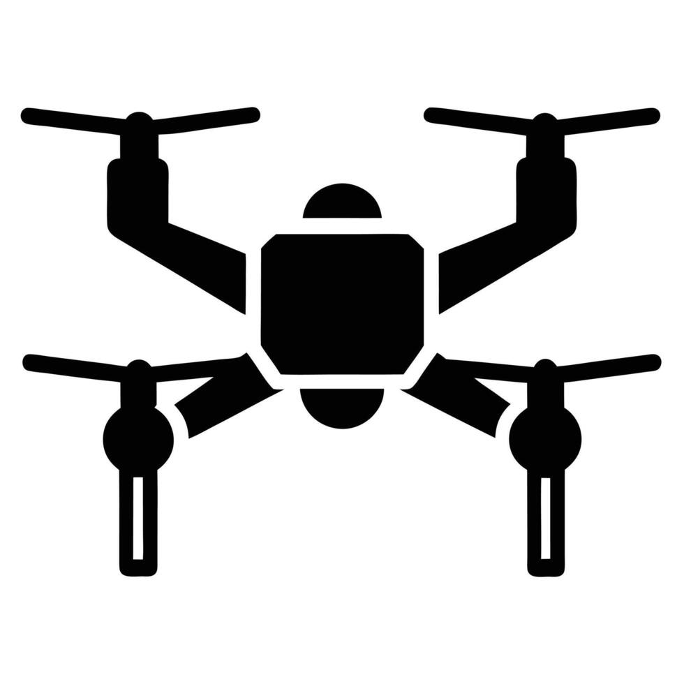 A black and white silhouette of a drone vector