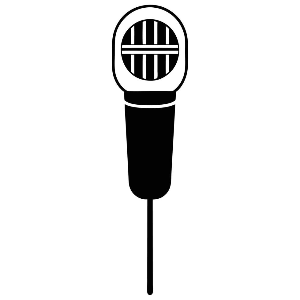 Iconic black microphone silhouette isolated on white background for audio recording vector