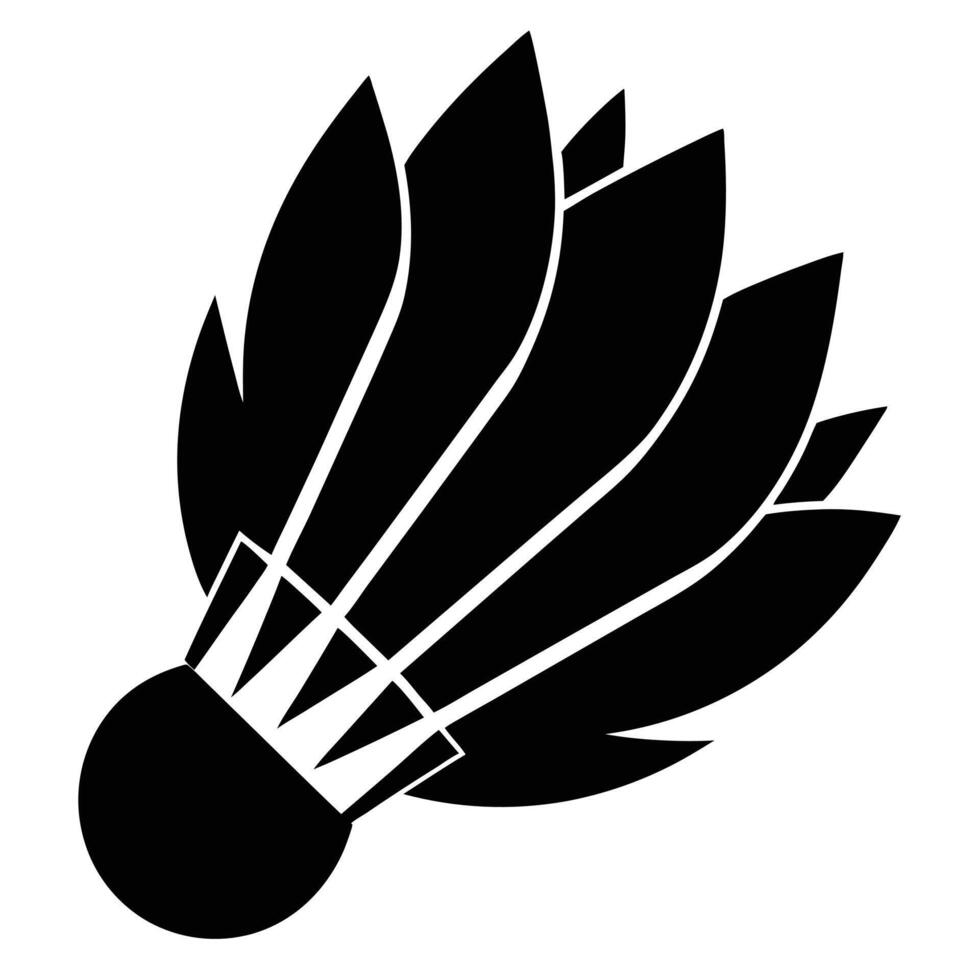 Black And White Shuttlecock Illustration For Badminton Sport Silhouette Design vector