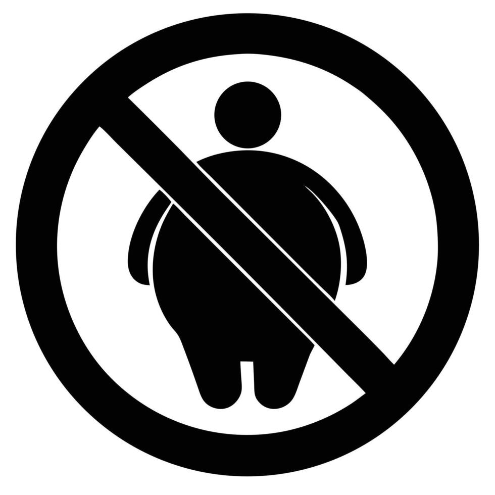 Prohibition Sign For Overweight Person Symbol Promoting Health And Fitness Awareness vector