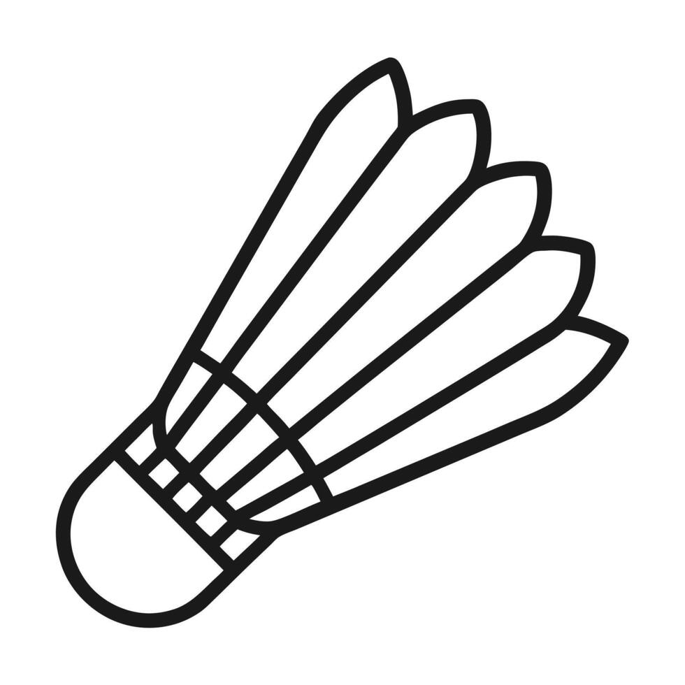 Simple black and white outline illustration of a shuttlecock for badminton vector