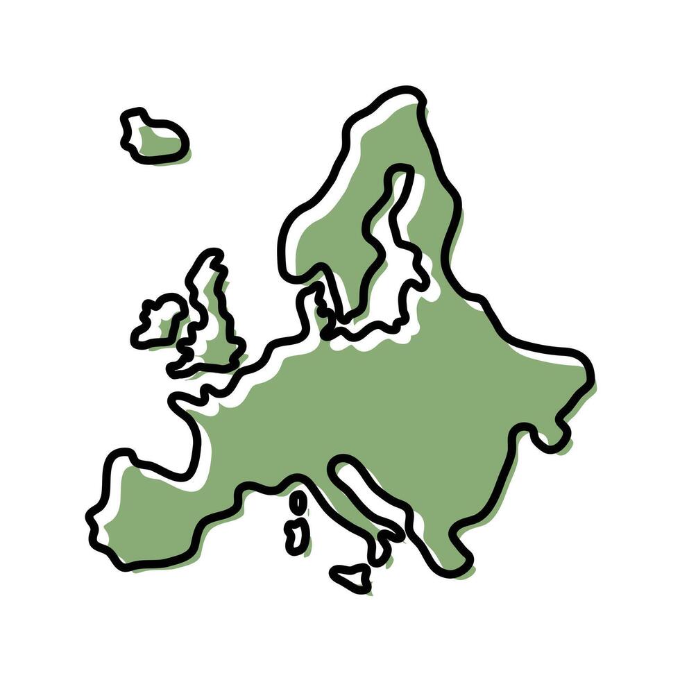 Europe green map icon. Europe outline map. Simple icon design. Eps illustration. Includes Germany, Netherlands, Belgium, Luxembourg, Austria, Switzerland, France, Monaco, Liechtenstein. vector