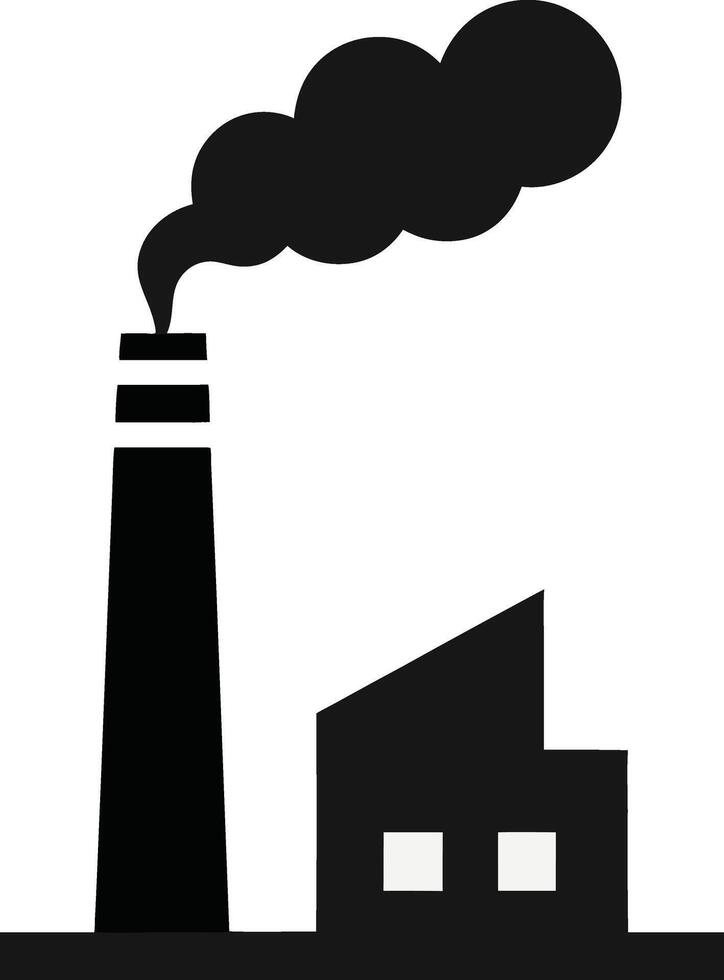 Simple industrial factory silhouette with smoke stack graphic design concept vector