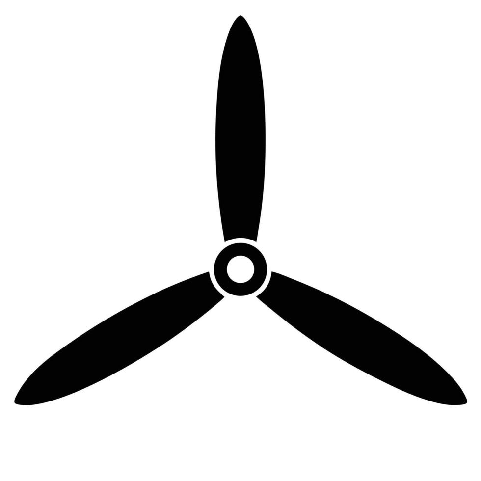 Simplified black and white propeller symbol with three blades on a white background vector