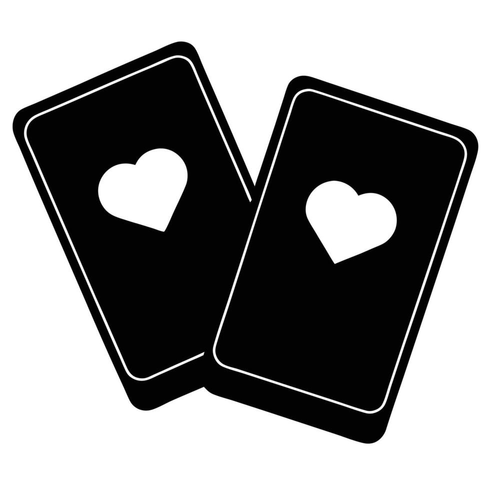 Two Playing Cards With Heart Symbols Minimalist Black And White Illustration vector