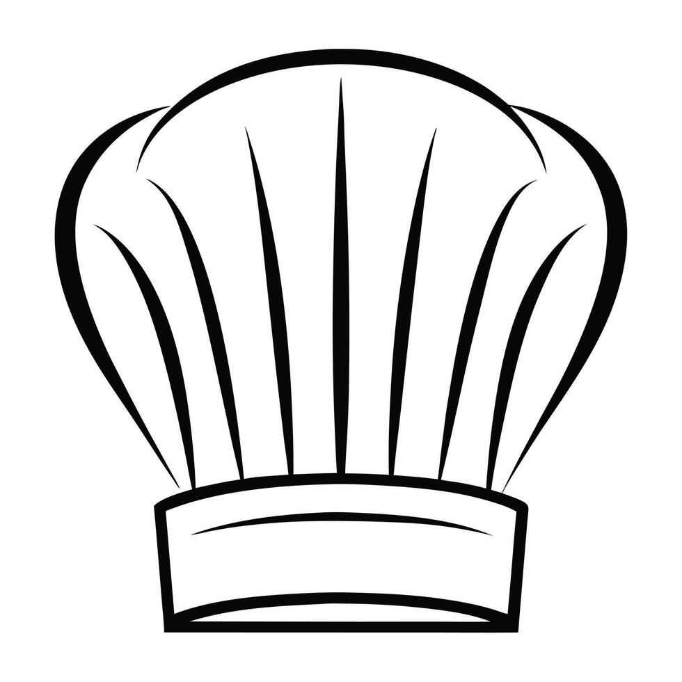 Simple illustration of a chef's hat in black and white isolated vector