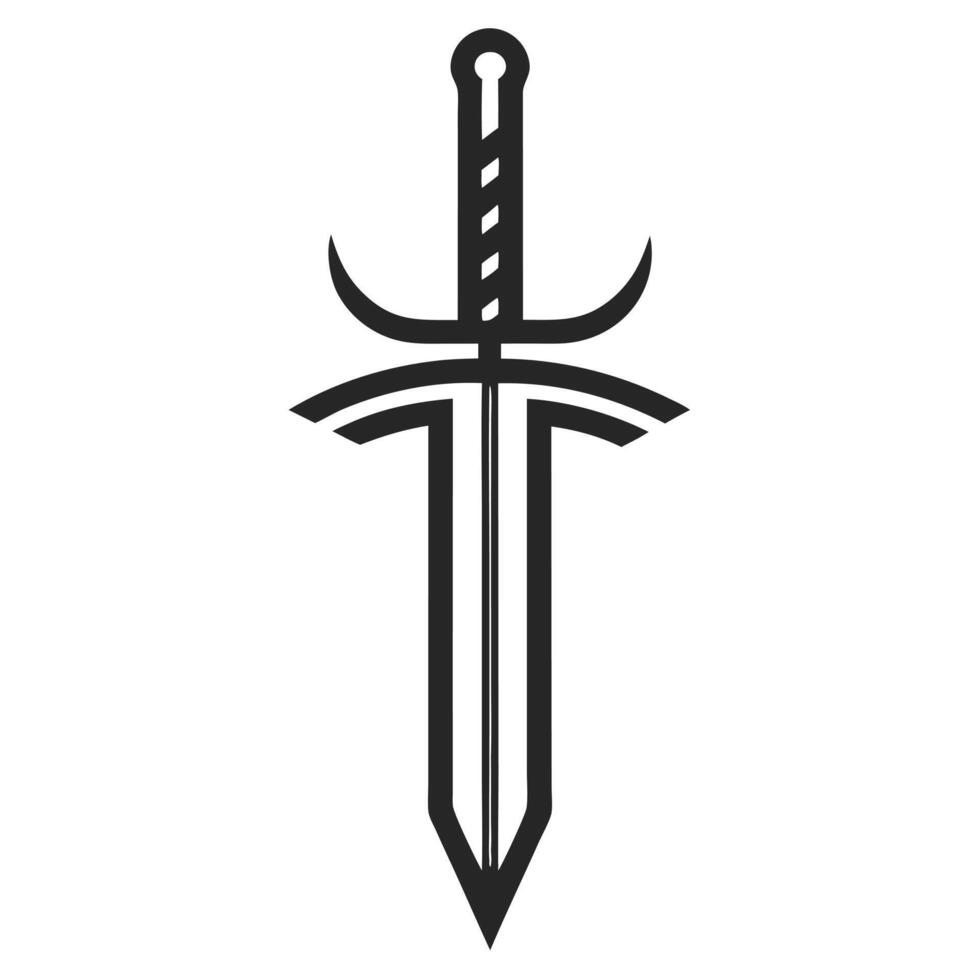 Symbolic sword illustration with geometric design for modern branding and aesthetics vector