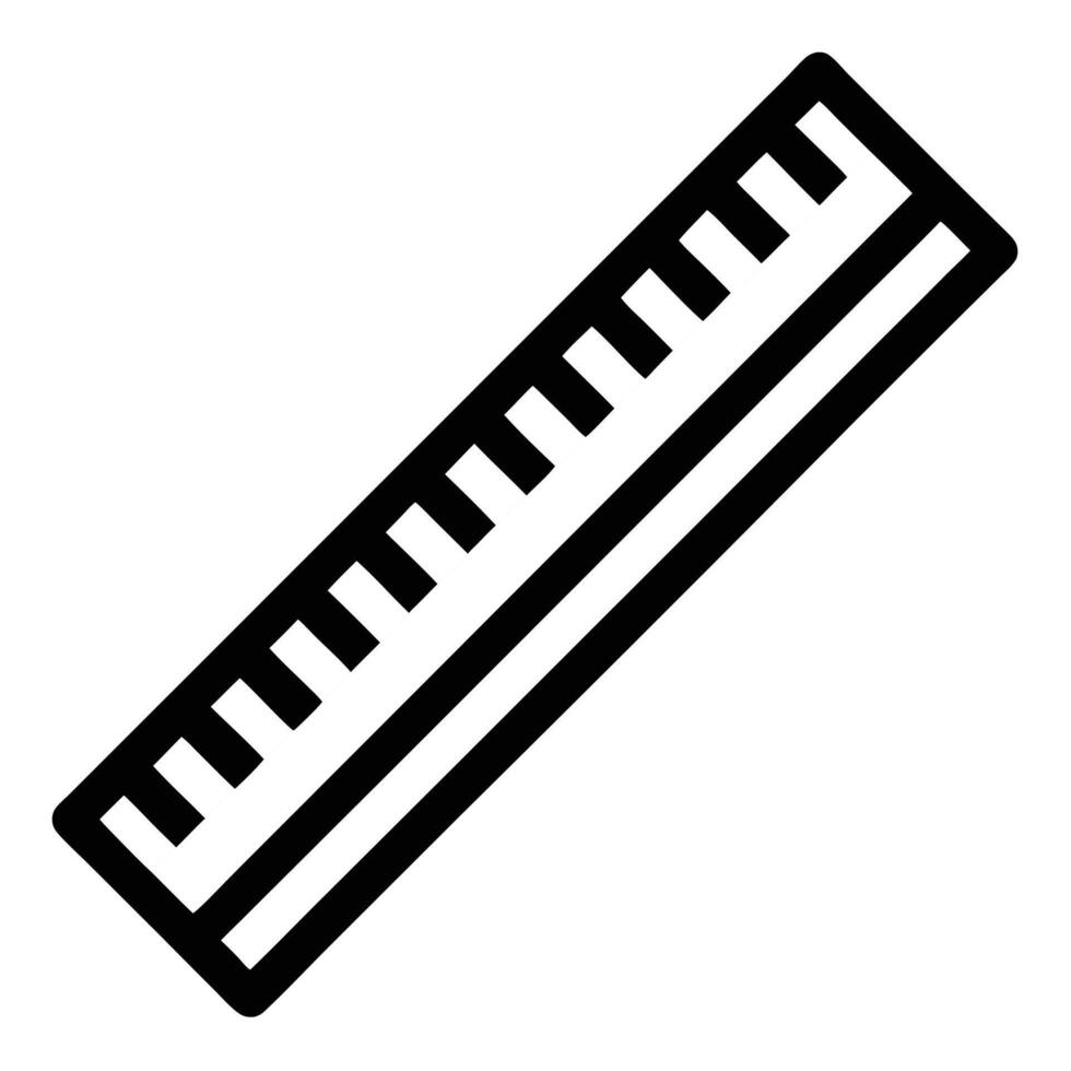 Simple black and white ruler icon representing measurement and precision vector