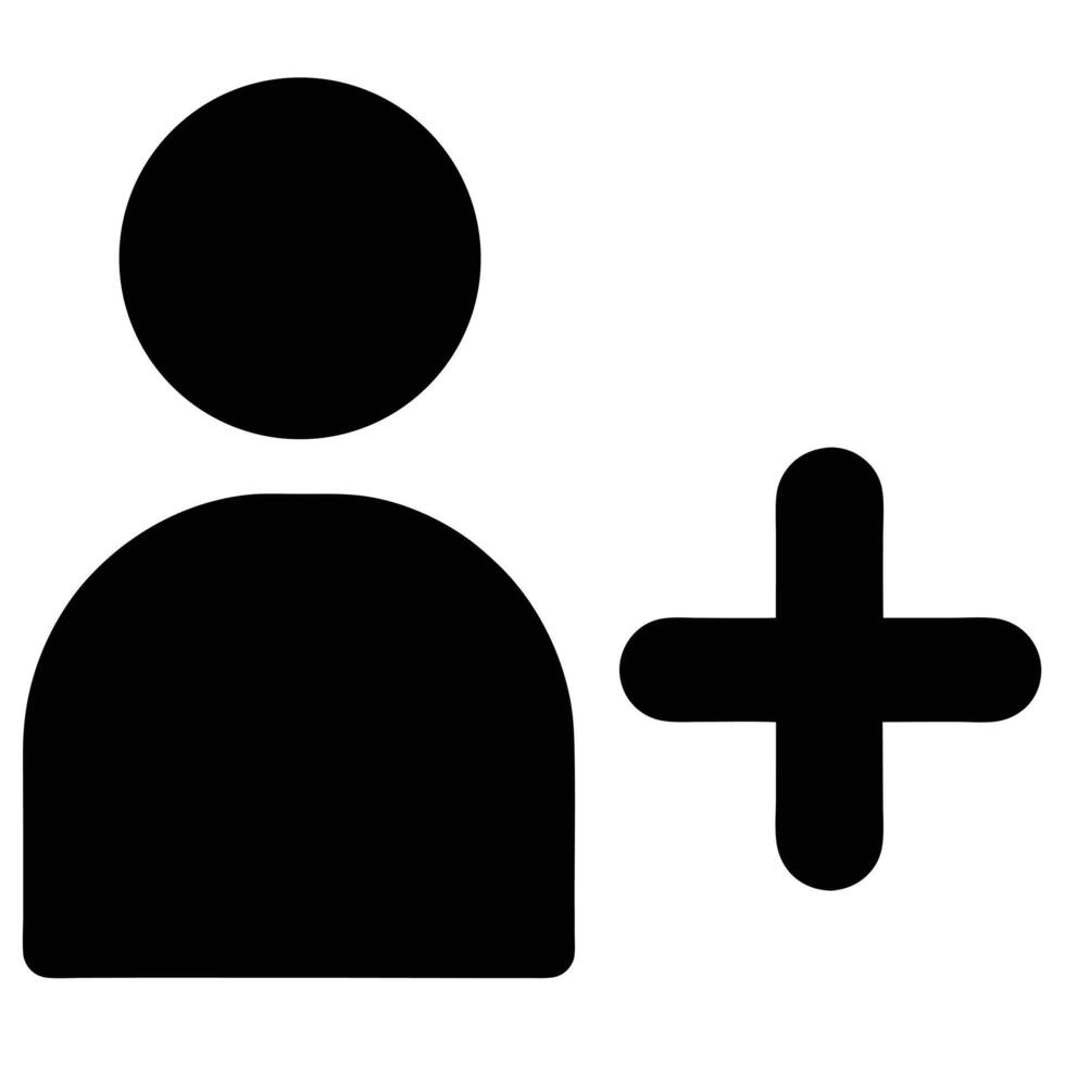 Adding a new user concept with a black silhouette and plus sign symbol vector