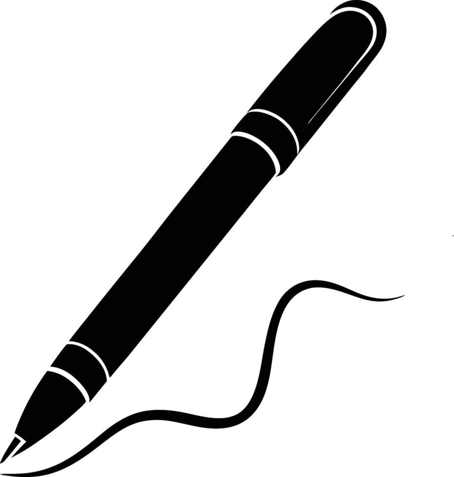 Minimalist black pen silhouette design on white background illustration vector