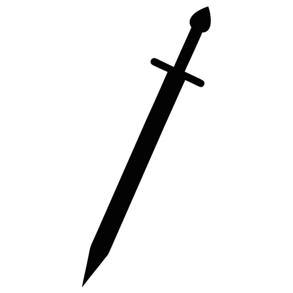 Simple Black Silhouette Of A Medieval Sword On White Background Illustration vector