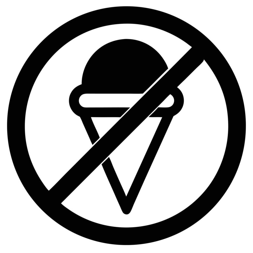 Prohibition sign featuring an ice cream cone conceptualizing restriction and unavailability vector