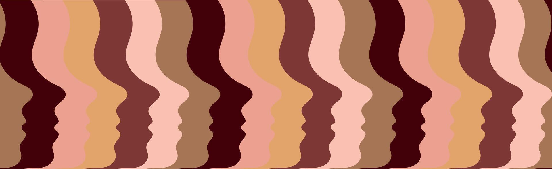 Colorful Abstract Pattern of Human Faces Silhouettes in Profile. Concept of Diversity, Unity, Modern Art, Minimalist Design, Vibrant Illustration, Graphic Element, Creative Background. vector