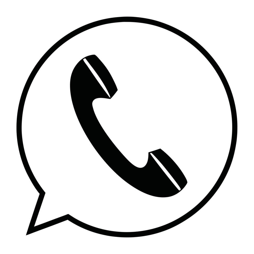 Monochrome phone icon speech bubble communicating message on white background vector